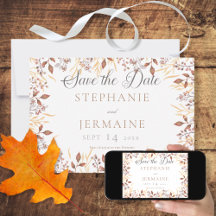 Autumn Rust & Brown Boho Modern Save the Date Card