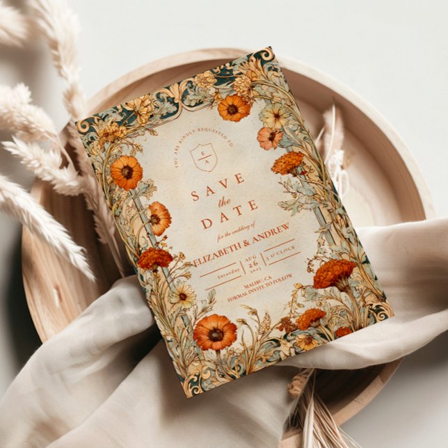 Reserva La Fecha Autumn Wildflower Botanical Wedding (Subido por el creador)