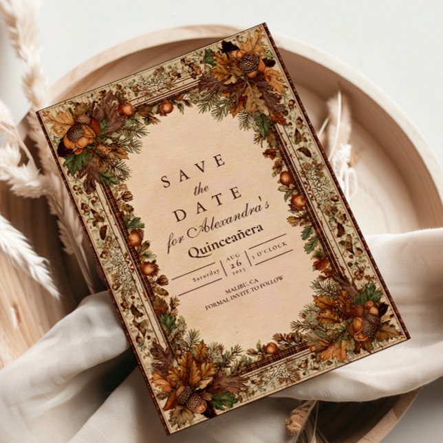 Reserva La Fecha Autumn Woodland Botanical Quinceañera (Subido por el creador)