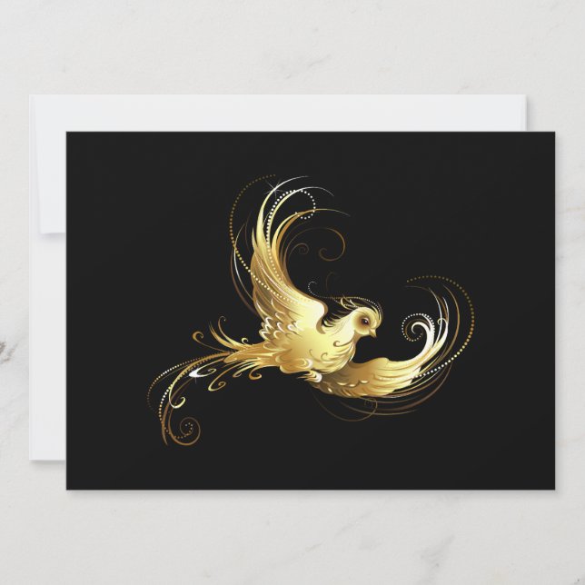 Reserva La Fecha Ave dorada sobre fondo negro (Anverso)