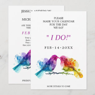 Reserva La Fecha Aves amantes del arcoiris LGBTQ+ dulces