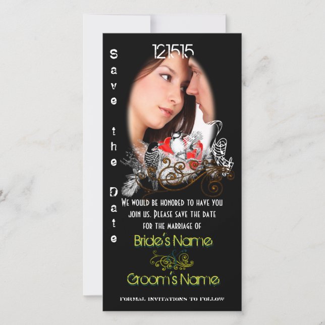 Reserva La Fecha Aves de amor antiguas salvan la fecha de tu foto (Anverso)