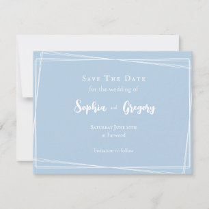 Reserva La Fecha Azul Claro Script Elegante Boda