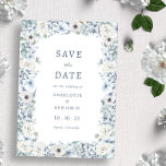 Reserva La Fecha Azul floral<br><div class="desc">Azul floral Guardar la fecha. Podrá pasear por un jardín de belleza botánica y descubrir el impresionante diseño de una invitación de última generación, con hermosas flores de acuarela pintadas a mano, dispuestas en un bonito marco vintage. Las delicadas rosas azules, crema y blancas y la vegetación de eucalipto verde...</div>