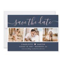 Azul marino moderno y Boda Rubor 4 Foto