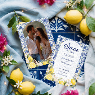 Reserva La Fecha Azulejos Mediterráneos & Guirnalda de Limón Boda T