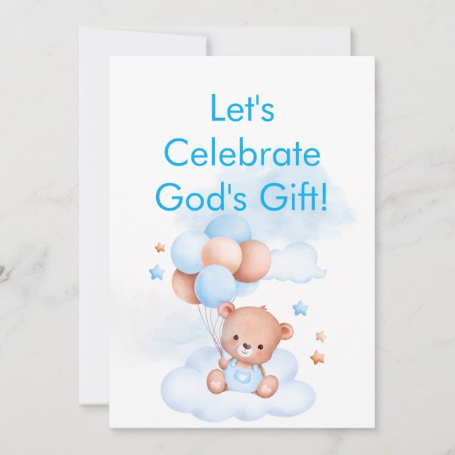 Reserva La Fecha Baby Boy Shower Christian Bible Verse Save Date (Anverso)