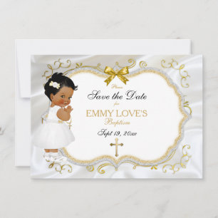 Reserva La Fecha Baby Girl Baptism Save Date White Gold Cross