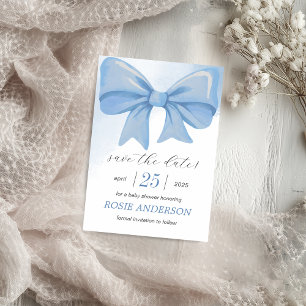 Reserva La Fecha Baby Shower Blue Watercolor Bow