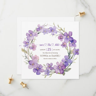 Reserva La Fecha Baby Shower De Flores Violetas Delicadas De Primav