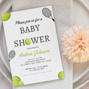 Reserva La Fecha Baby Shower de Watercolor Tennis Ball & Racket Pla
