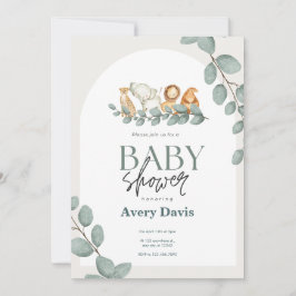 Reserva La Fecha Baby Shower Forest Friends & Woodland Greenery