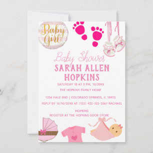 Reserva La Fecha Baby Shower Niña Rosa Moderna