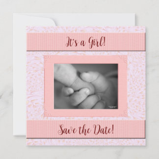 Reserva La Fecha Baby Shower rosa y gris Chica