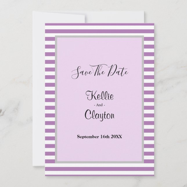 Reserva La Fecha Bandas Púrpura/Blanca Framadas Boda Guardar La Fec (Anverso)