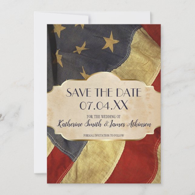 Reserva La Fecha Bandera de época patriótica del Boda militar (Anverso)