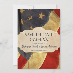 Reserva La Fecha Bandera de época patriótica del Boda militar