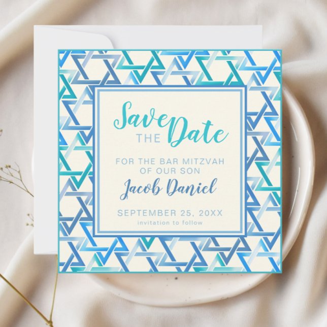 Reserva La Fecha Bar Mitzvah estrella de david Flat Guardar la tarj (Subido por el creador)