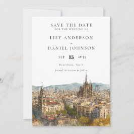 Reserva La Fecha Barcelona Watercolor Destination Wedding