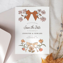 Barcos y flores Terracota Guardar la fecha