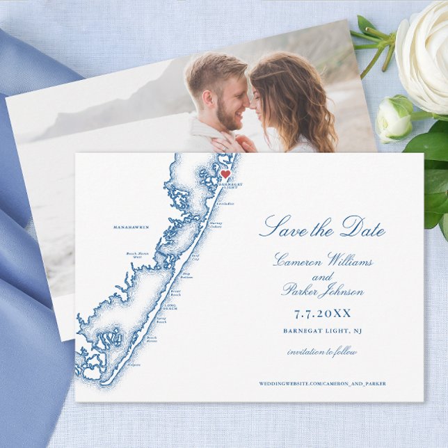 Reserva La Fecha Barnegat Light NJ Map Elegant Navy Blue Wedding (Barnegat Light New Jersey LBI Map Wedding Save the Date in Elegant Navy Blue by Coastal Map Designs)