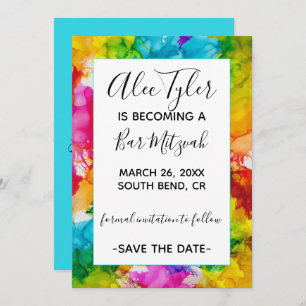 Reserva La Fecha Barra Bat Mitzvah Color Save the Date