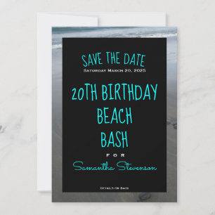 Reserva La Fecha Bash de cumpleaños de playa de cualquier año Invit