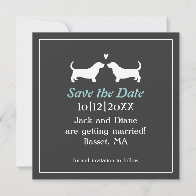 Reserva La Fecha Basset Hounds Boda Save the Date (Anverso)