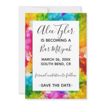 Bat Bat Mitzvah Color Save the Date