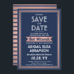 Reserva La Fecha Bat Mitzvah Marina moderna Blue Pink Rose Gold Tre<br><div class="desc">Invitar a la familia y amigos a una elegante ceremonia de mitzvah del murciélago y celebración por ella con esta medalla de oro azul marino, blanco y rosa rosa rosado salven la invitación a la cita. Todo el texto es sencillo para el personalizar, por lo que puede incluir cualquier texto...</div>