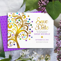 Bat Mitzvah Moderno audaz Purple Gold Tree