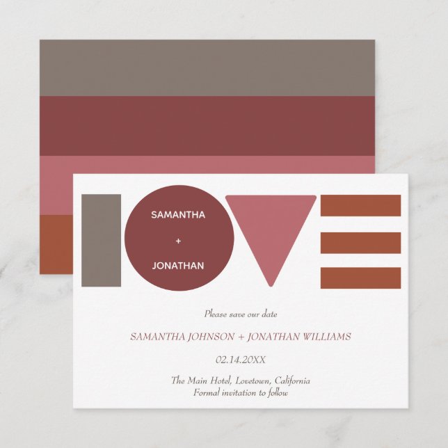 Reserva La Fecha Bauhaus Love Stried Boda (Anverso / Reverso)