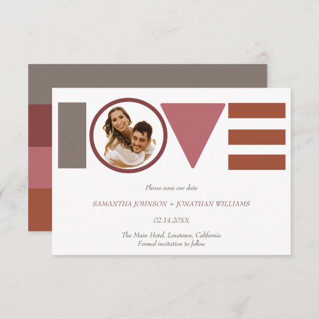 Reserva La Fecha Bauhaus Love Striped Photo Boda (Anverso / Reverso)