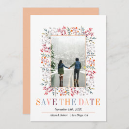 Reserva La Fecha Bayas de colores y hojas boda de melocotón