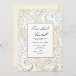 Reserva La Fecha Beach Baby Shower Seashell Nautical Ocean