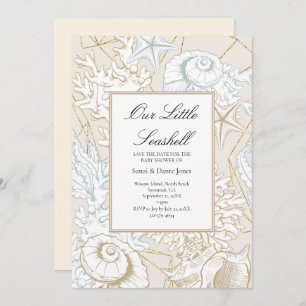 Reserva La Fecha Beach Baby Shower Seashell Nautical Ocean