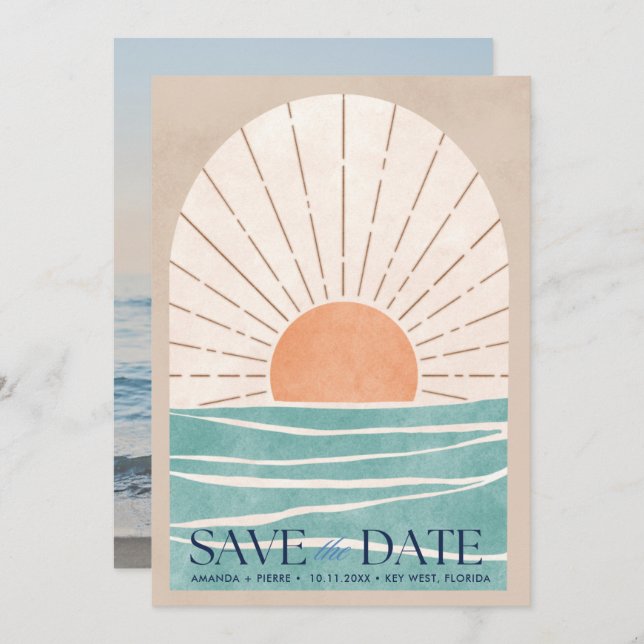 Reserva La Fecha Beach Destination Wedding Photo Save the Date (Anverso / Reverso)