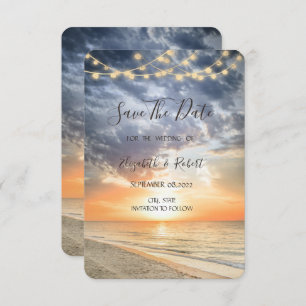 Reserva La Fecha Beach Sunrise String Lights Save the Date