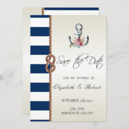 Reserva La Fecha Beach Weddy Navy Rope, Striped Save The Date