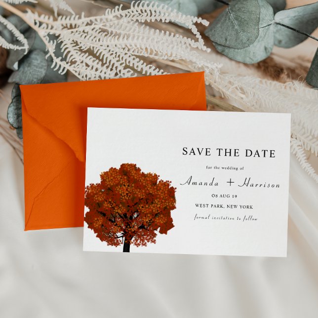 Reserva La Fecha  BEAUTIFUL Red Maple tree Save the Date Template (Subido por el creador)