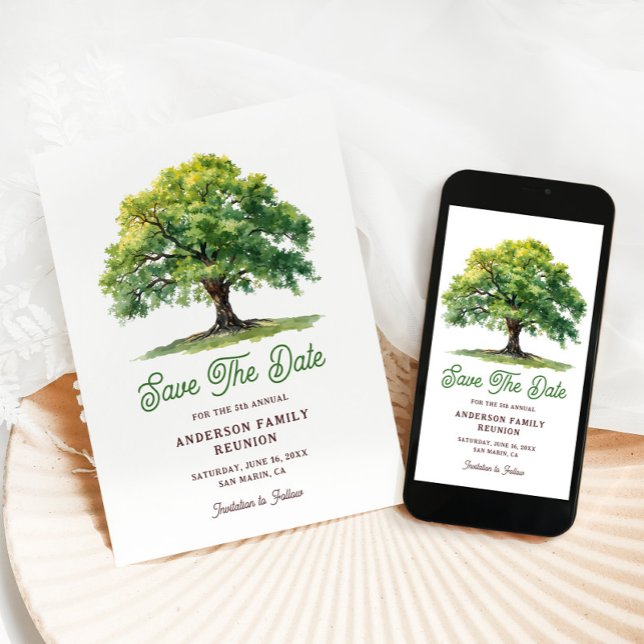 Reserva La Fecha Beautiful Watercolor Oak Tree Family Reunion  (Subido por el creador)