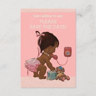 Reserva La Fecha Bebé étnico por teléfono Baby Shower Salva la fech