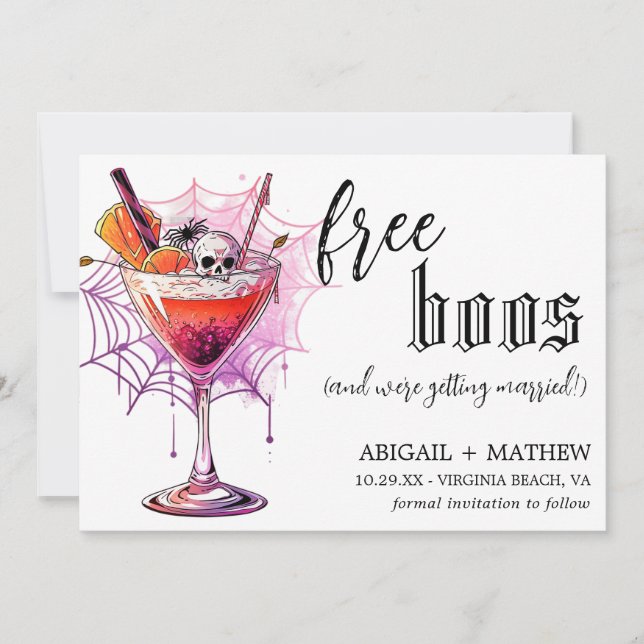 Reserva La Fecha Bebida Divertida Gratis Fotos de Fantasmas de Hall (Anverso)