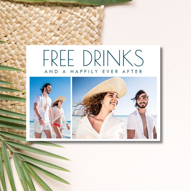 Reserva La Fecha Bebidas gratis 2 Boda de playa de fotos (Free Drinks 2 Photo Beach Wedding Save The Date)