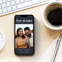 Bebidas gratis Boda Foto Digital Guardar la fecha