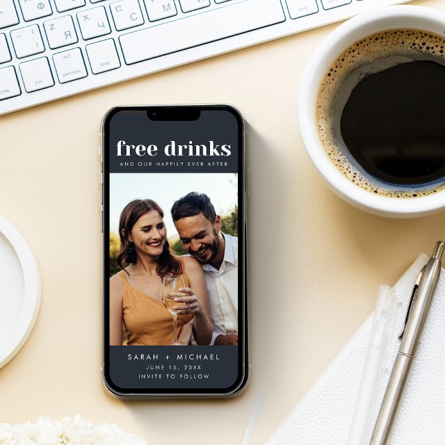 Reserva La Fecha Bebidas gratis Boda Foto Digital Guardar la fecha (Free Drinks Wedding Photo Digital Save the Date)