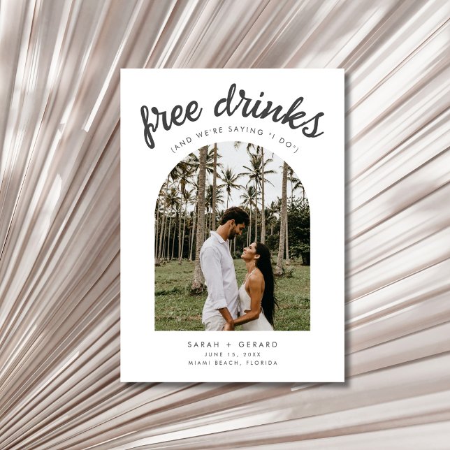 Reserva La Fecha Bebidas gratis diciendo que hago una boda de playa (Free Drinks Saying I Do Arch Photo Beach Wedding Save The Date)