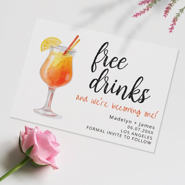 Reserva La Fecha Bebidas Gratis Divertidas Foto Moderna Boda (Subido por el creador)