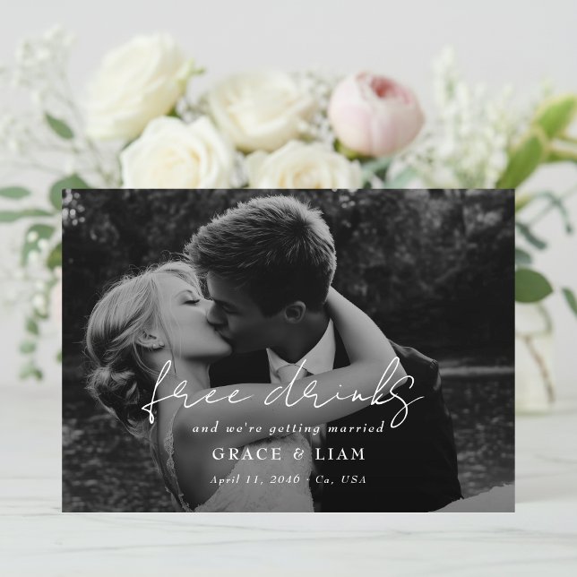 Reserva La Fecha Bebidas Gratis Elegante Moderno Romántico Foto Bod (Subido por el creador)