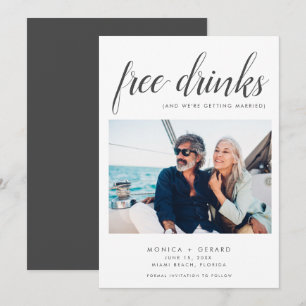 Reserva La Fecha Bebidas Gratis Foto Boda Elegante